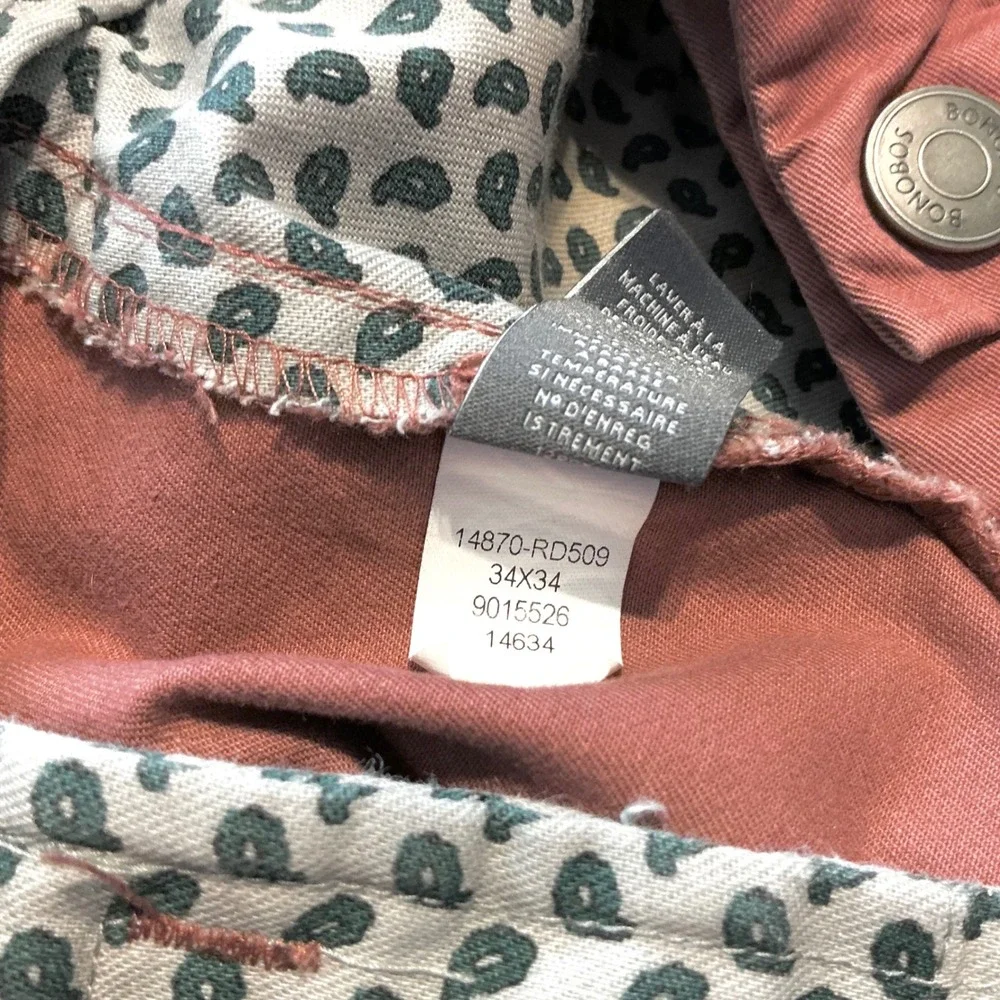 Bonobos Men's 34x34 Slim Fit Chinos Salmon Cotton Flat Front Pants‎